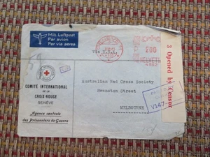 Svizzera Copertina Croce Rossa Misurata Censurata all'Australia 1941 - Foto 1 di 2