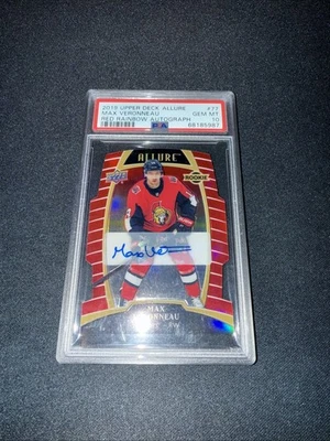 2019 Upper Deck Allure Hockey Max Veronneau Red Rainbow Auto /349 Rookie PSA 10 - Image 1 of 4