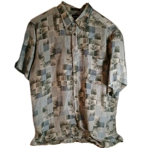Camicia vintage Marc Edwards in seta manica corta con bottoni taglia XL. - Foto 1 di 8