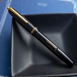 1940s Nishio Urushi Black Ebonite Lever Filler Special Semi Flex Nib Fountain - Picture 1 of 6