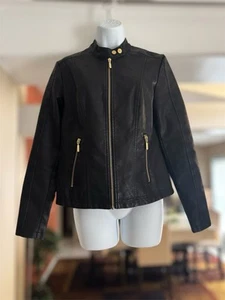 Baccni  Jacket Faux Leather Full Zip Motorcycle Jacket - Picture 1 of 22
