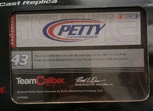 Richard Petty #43 Garfield 2002 Dodge 1:24 - Picture 1 of 3