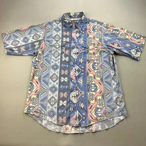 Vintage Wrangler Western Shirt Mens 17.5 XL Blue Button Down Southwestern 90s - Picture 1 of 9