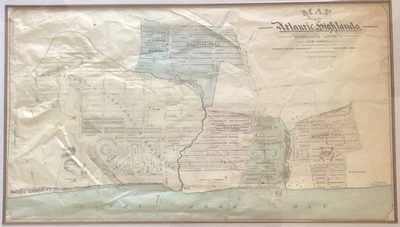 Original Antique 1883 Framed Map of Atlantic Highlands New Jersey - Image 1 of 4