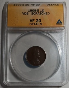 1909-S VDB ANACS VF20 DETAILS SCRATCHED - Picture 1 of 7