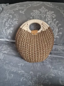 Round Straw Woven Tote Bag Brown - Picture 1 of 5