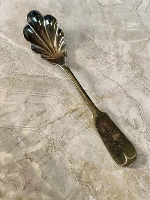 Vtg Eagle Wm Rogers Fiddle Star Shell Sugar Spoon Silverplate Tipped Pattern 6" - Image 1 of 3