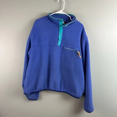 Vintage EMS Made In USA Snap T Fleece Mens XL 90s Outdoors Pullover Blue Purp - Image 1 of 4