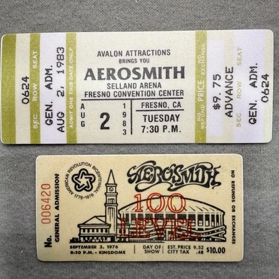 🔥Lote 2 talones de boleto Aerosmith 1976 PEGATINA GRUESA 3 M calcomanía de concierto caja de herramientas para computadora portátil Foto 1 de 4
