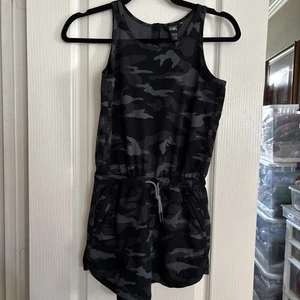 Athleta Girl On The Go Romper  Size L/12 Black Camouflage Sleeveless NWOT 3741 - Picture 1 of 8