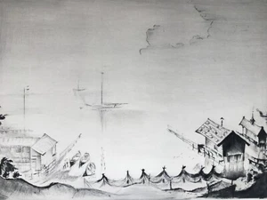 Friedrich Heubner: Seelandschaft - Signierte numm. Orig. Radierung um 1925 - Bild 1 von 5