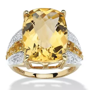 WOMENS 14K GOLD OVER STERLING SILVER CITRINE WHITE TOPAZ RING 6 7 8 9 - Picture 1 of 3