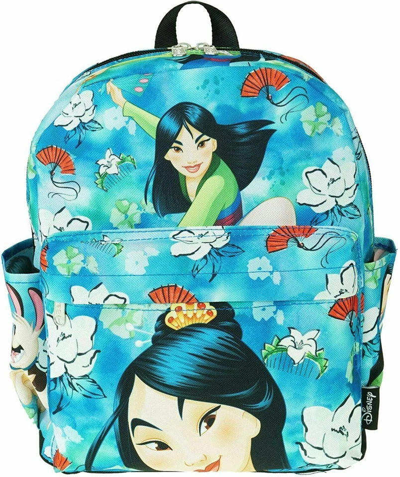 Disney Princess Mulan Fan 12" Deluxe Oversize Allover Print Daypack Backpack Bag