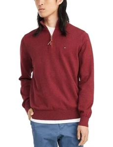 Tommy Hilfiger Sweater BOY Red 1/4 Zip Long Sleeve Pullover Stretch Sz L (16-18) - Picture 1 of 9