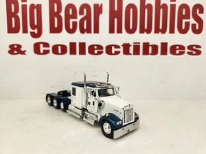 1/64 DCP/FG Teal & White Kenworth W900L 60" Flattop Sleeper With Pusher Axle - Picture 1 of 11