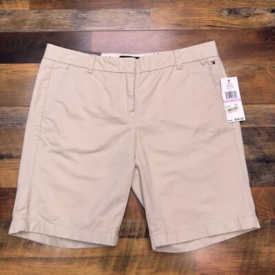 Tommy Hilfiger Shore Khaki Shorts Womens 6 Beige Mid Rise New - Image 1 of 4