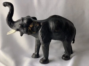 Elefante in piedi rivestito in pelle giocattolo vintage Pssbly Liberty Londra - Foto 1 di 10