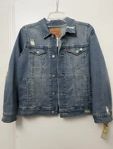 Levi's Youth Denim Jean Jacket Size M 10/12 Distressed New With Tags - Picture 1 of 7