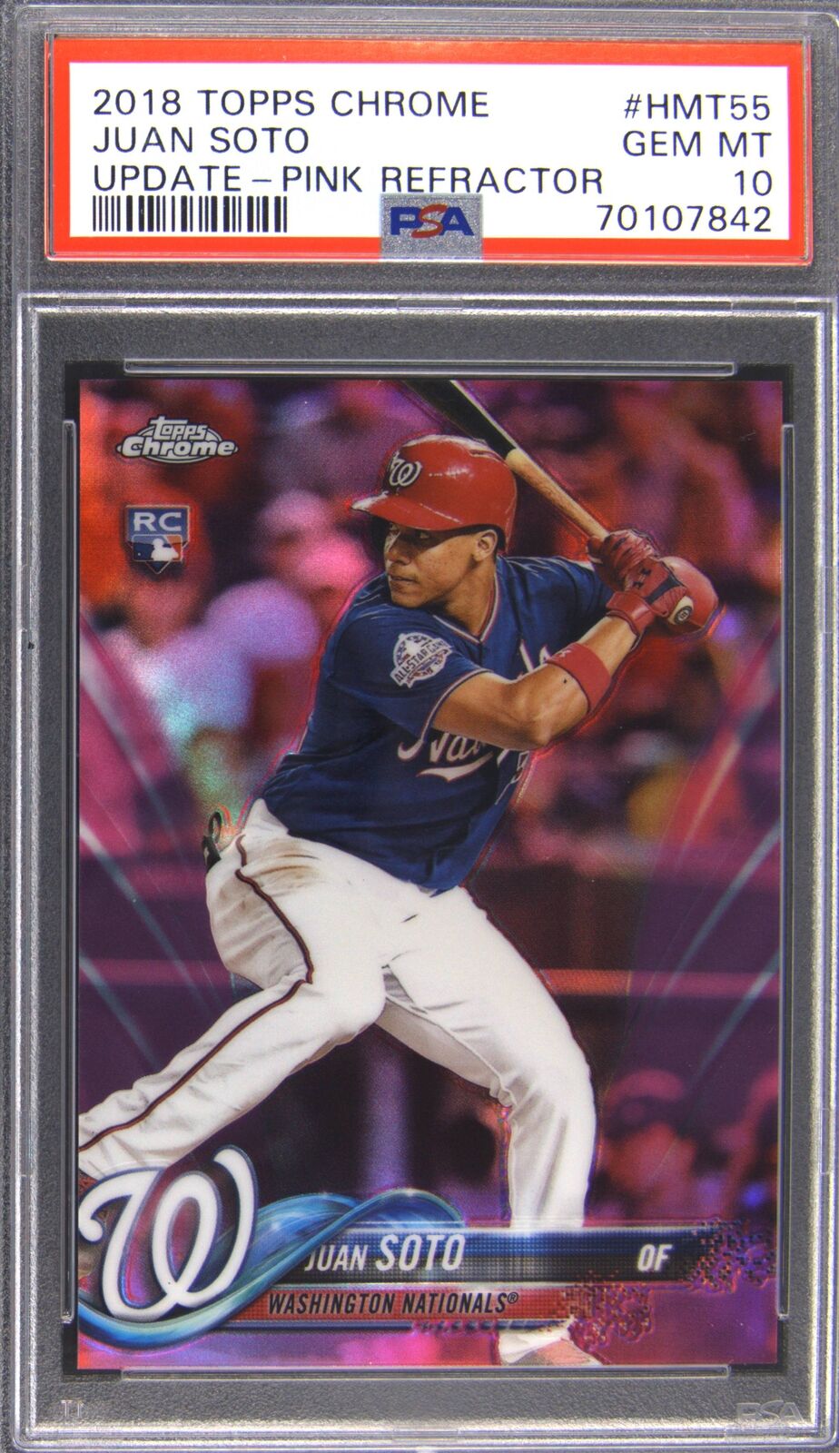 2018 Topps Chrome Update #HMT55 Juan Soto Pink Refractor PSA 10 Gem Mint