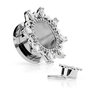 Tunnel Ohr Plug Flesh Piercing Tube Screw Zirkonia Stöpsel Edelstahl PS151 - Picture 1 of 1