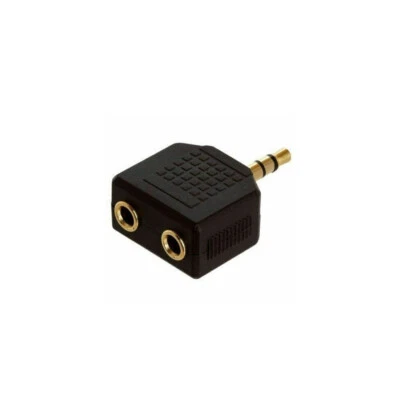 1Pc 1 Male to 2 Female Gold Plated  3.5mm Y Audio Splitter Headphone Adapter, - Image 1 of 4