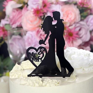 Black 7 in Mr and Mrs Bride Groom Silhouette Acrylic CAKE TOPPERS Party Events - Picture 1 of 9