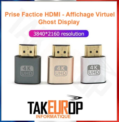 4K HDMI DDC EDID Dummy Plug VGA Virtual Display Emulator Adapter Connector - Bild 1 von 4