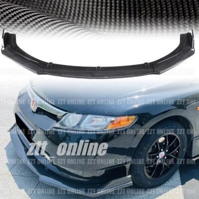 Front Lip Splitter Spoiler Carbon Fiber Look For Honda Civic 2006-2011 8th Gen - Image 1 of 4