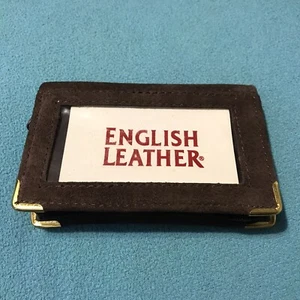 English Leather / Mens / Wallet / ID Card / Photo Case /w Zipper / Suede / Brown - Picture 1 of 4