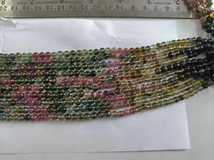 Tourmaline Round Smooth Beads 10 Strand 13 Inches 5 To 5.5 MM Natural Gemstone - Picture 1 of 12