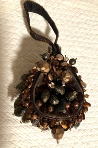 Mary Frances "Bombshell" Marrón/Bronce Cuentas Piedra Muñequera Bolso Cartera - Imagen 1 de 11