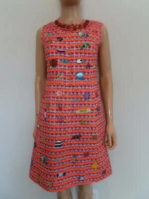 Libertine x Marc Jacobs Orange/Multi Tweed Graphic Patches Dress Size US 2 - Image 1 of 4