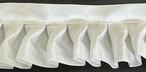 1&3/4" white satin fabric trim pleated gathered 6 yards - Picture 1 of 1