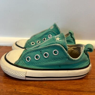 匡威 Converse 学步女孩绿色运动鞋 6 — 第 1/4 张图片