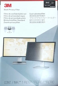 3M Black Privacy Filter PF240W1B For 24" in Desktop Monitor Screen NEW - Picture 1 of 1