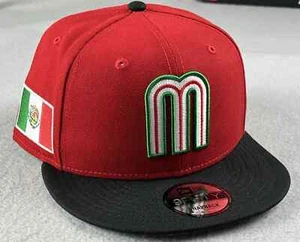 New Era Mexico M Hat 9FIFTY Snapback Red Black Adjustable Cap Baseball One Size - Picture 1 of 6
