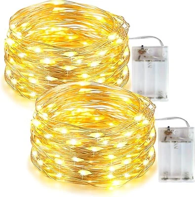 Zs - 2 x Luci Stringa LED a Batteria 10M 100LED Mini Lucine Filo di Rame Natale - Immagine 1 di 4