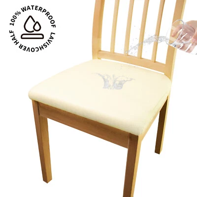 Capa elástica para cadeira de jantar de couro ecológico repelente de água - Imagem 1 de 4