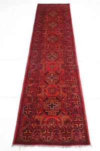 9 ft Hallway Geometric Runner Rug Afghan Hand Knotted Wool Bedroom Rug - Picture 1 of 10