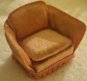 Vintage 1980s Lundby Doll House Pink Velour Armchair Living Sitting Room - Picture 1 of 5