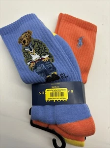 Polo Ralph Lauren Socks, Men's American In Paris Bear Crew Athletic Socks 2-Pack - Picture 1 of 9