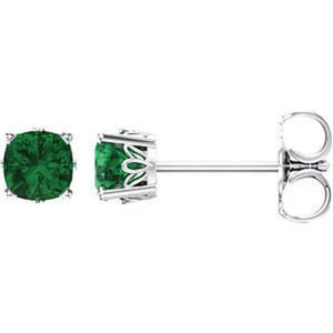 Pendientes de esmeralda creados por Chatham en oro blanco de 14K - Imagen 1 de 1