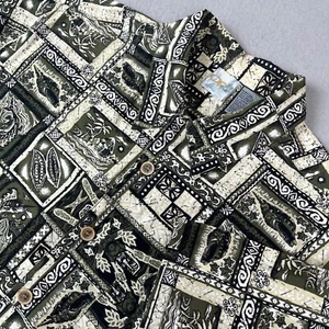 Vintage Ocean Pacific OP Shirt Mens Large Loop Collar Hawaiian AOP Geometric - Picture 1 of 17