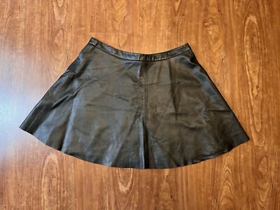 Falda midi Madewell negra de cuero genuino forrada en línea A 10 para mujer Foto 1 de 4