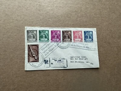Dominica 1942 FDC to US +Complete Virgin Mary Set #383-388 + Censor Tape +Scarce - Image 1 of 2