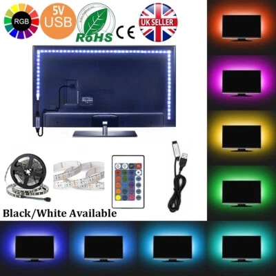 4M 5V LED STRIP LIGHT SMD5050 RGB USB IR REMOTE CONTROLLER TV PC KITCHEN BACK - Image 1 of 4