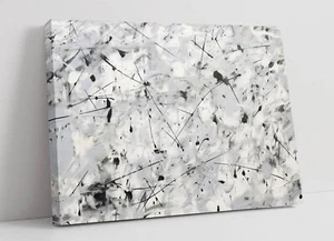 ABSTRACT ICY POLLOCK STYLE PAINTING -FRAMED CANVAS WALL ART PICTURE PRINT - Picture 1 of 2