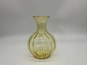Vtg Fenton American Legacy Candle Glow Yellow Striped Optic Vase - Picture 1 of 7