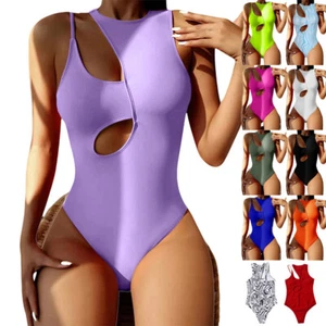 Monokini Bodysuit Plus Size High Neck Low Neck Keyhole Decorative - Picture 1 of 25