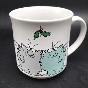Vtg 80s Sandra Boynton Mug Cup Xmas Cats 'Together Again For The Holidays' Japan - Imagen 1 de 8